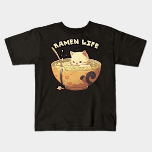 Ramen Life Neko Kawaii Kids T-Shirt